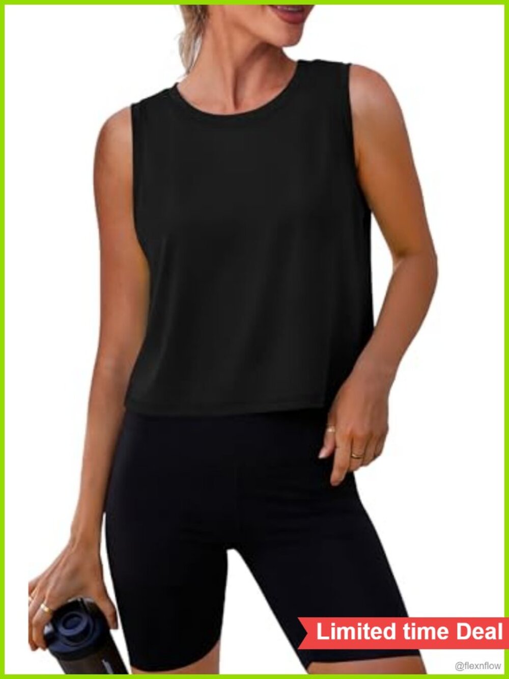 Womens Workout Tank Top Sleeveless Crop Crew Neck Lightweight Athletic Yoga Gym